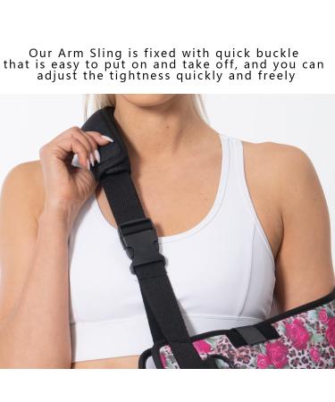 FOGOK Foam Arm Sling Shoulder Immobilizer - Rotator Cuff Support Brace with Waist Strap for Women - Ideal for Shoulder Injury, Dislocation, Fracture - Rose Leopard - Buy Online on GoSupps.com