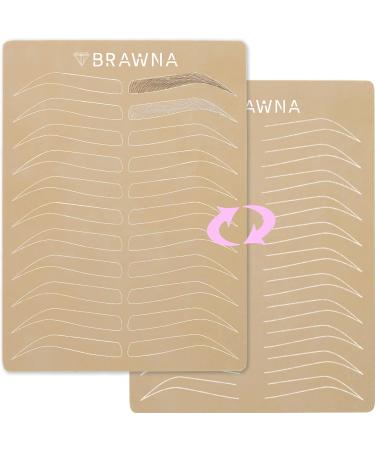 BRAWNA 6 pck Microblading Supplies - PMU Eyebrow Practice Skin - Inkless Double Sided Latex For Brow Tattoos 5pcs Pre-Outlined Brows