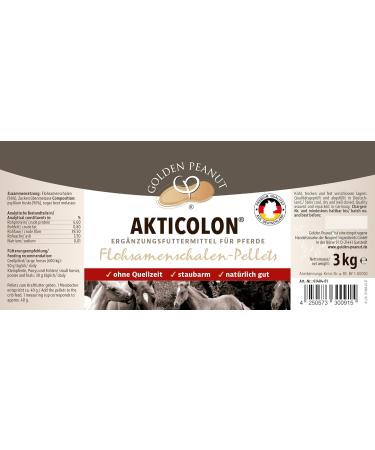 GOLDEN PEANUT Akticolon Psyllium Pellets 3kg - Natural Psyllium Husk Supplement for Horses & Ponies - Original Formula - Buy Online on GoSupps.com