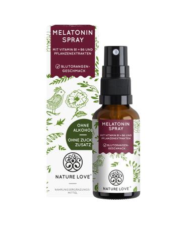 Nature love melatonin spray - blood orange taste - without alcohol - 0.5 mg melatonin per daily dose - with vitamin B1 B6 green tea extract and passion flowers extract - 30 ml vegan high dose