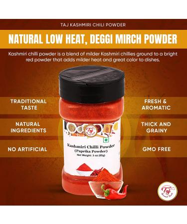 Taj Kashmiri Chilli Powder - Mild Hot - 3oz (85g) - Buy Online on GoSupps.com