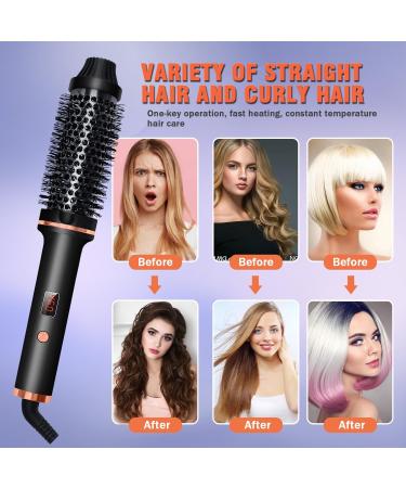 1.5" Thermal Brush with LCD Display - Up to 410 F Curling Iron | Double PTC Ceramic Ionic Volumizing Comb | Travel-Friendly 110-240V | Black - Buy Online on GoSupps.com