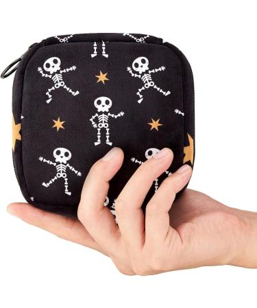 Skull Pattern Sanitary Napkin Storage Bag | Menstrual Cup Pouch & Makeup Organizer - Buy Online on GoSupps.com