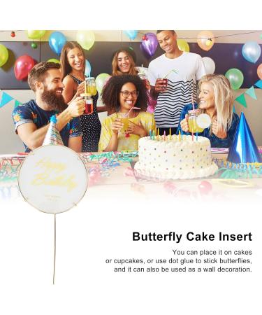 Butterfly Cake Insert Cupcake Topper 3D Effect Non-Edible Cake Insert for Birthday Party Colorful Wedding Wall Decoration (White) - Buy Online on GoSupps.com