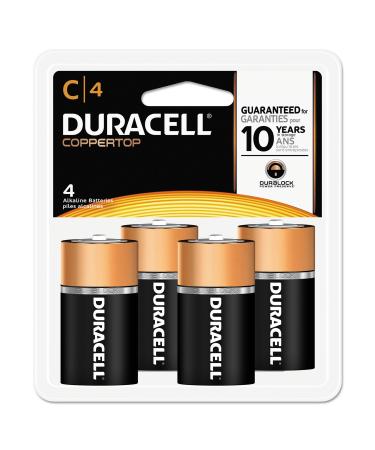 Coppertop Duracell C Batteries 4 Count Pack C Battery with Long-Lasting Power All-Purpose Alkaline C Battery for Household and Office Devices