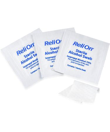 ReliOn Sterile Alcohol Swabs 200 Count - Disinfectant Wipes for Medical & Personal Use - Buy Online on GoSupps.com