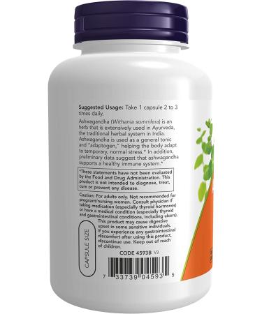 Now Foods Ashwagandha 450 mg - 180 Veg Capsules for Stress Relief & Wellness - Buy Online on GoSupps.com