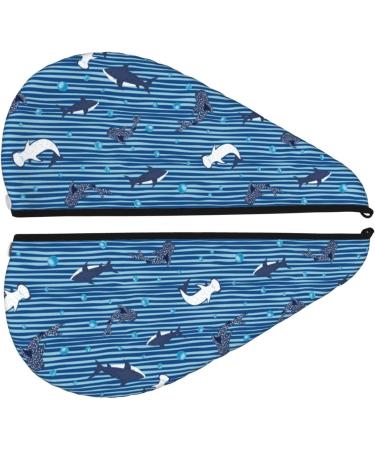 Hair Towel Wrap - Quick-Dry Turban for All Hair Types | Sharks on White Blue Stripes - Buy Online on GoSupps.com