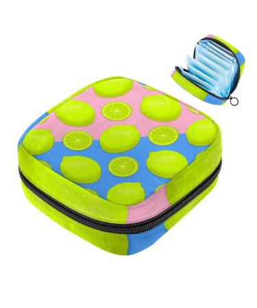 Fruit citrus yellow lemon pattern sanitary napkin storage bag menstruation pad bag portable menstrual cup pocket with zipper for teenage girls women color 6