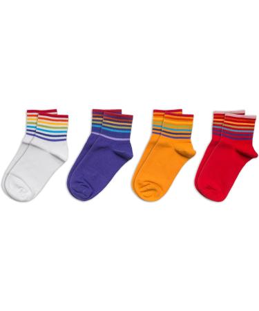 RAFRAY Rainbow Striped Sports Socks - Colorful Cotton Sneaker Socks Gift Box (4 Pairs Size 36-40) - Shop Internationally! - Buy Online on GoSupps.com