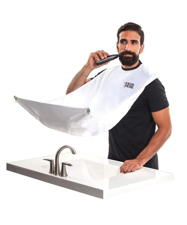 Beard King Beard Bib Apron for Men - the Original Cape As Seen on Shark Tank, Mens Hair Catcher for Shaving, Trimming - Grooming Accessories & Gifts for Dad or Husband - 1 Size Fits All, WHITE