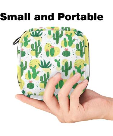 Stylish Menstruation Pad Bag with Zipper | Hand-Drawn Cactus Design | Women's Tampon & Napkin Collector Bag - Buy Online on GoSupps.com