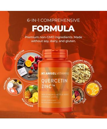 Quercetin Zinc Bromelain Immune Support Supplement - 500mg with Vitamins C, Zinc & D3 for Respiratory Health - 120ct Immunity Booster - Buy Online on GoSupps.com