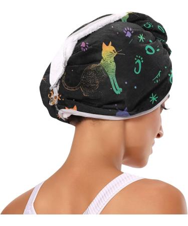 Rainbow Cats Hair Towel 2 Pack - Super Absorbent Quick Dry Hair Turbans for Women & Girls | Cute & Functional Hair Drying Solution - Buy Online on GoSupps.com
