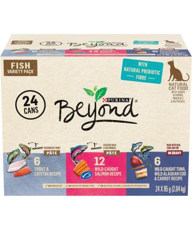 Purina Beyond Fish Wet Cat Food Variety Pack (24 Count) & Grain Free Natural Dry Cat Food Ocean Whitefish & Egg 1.36 kg Bag Cat Food + Ocean Whitefish & Egg - Buy Online on GoSupps.com