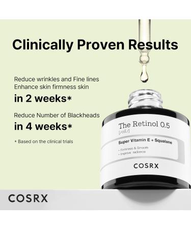COSRX Retinol 0.5 Oil Anti-aging Serum - Reduce Wrinkles and Fine Lines - Gentle Skin Care - Day and Night Treatment - Cruelty-Free Formula - No Parabens - Buy Online on GoSupps.com
