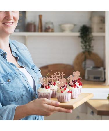 Rsstarxi 24 Pack God Bless and Cross Cupcake Toppers Angel Christening Babyshower Girl Baptism Cupcake Picks Decoration for First Communion Baptism Party Cake Decorations Rose Gold Design 10 Rose Gold - Buy Online on GoSupps.com