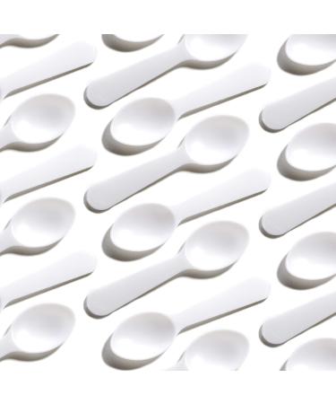 Extra Sturdy, BPA Free 100ct Plastic Tasting Spoons. Disposable Mini Tasters for Sampling or Individual Portions of Ice Cream, and Appetizers. Great for Food Trucks, Parties and Events Classic White 100