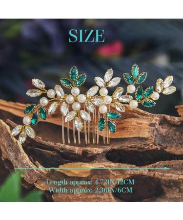 IYOU Crystal Wedding Side Comb Green Rhinestone Bride Hair Combs Pearl Prom Bridesmaid Bridal Hair Accessories for Women - Buy Online on GoSupps.com