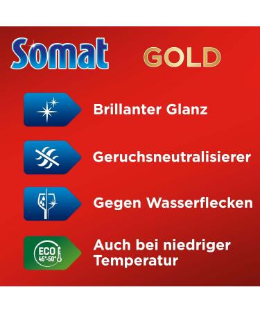 Somat Gold Dishwasher Tabs (22 Tabs) - Powerful Cleaning for Spotless Dishes at Low Temperatures | Extra Strength Dishwasher Flushing Tabs - Buy Online on GoSupps.com