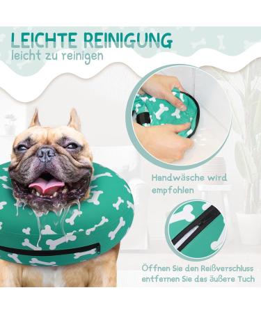 Supet Halskrause Dog - Adjustable Inflatable Recovery Collar for Dogs & Cats | Comfortable Protective Cone (Green Bones S - Neck Circumference: 17.8-25.4cm) - Buy Online on GoSupps.com
