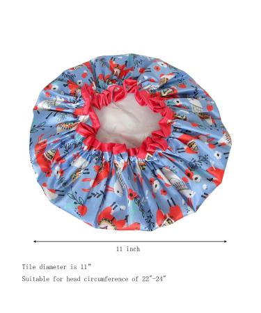 Satin Llama Blue Shower Cap for Women - Waterproof and Cute Animal Printed Bath Cap for Long Hair - Buy Online on GoSupps.com