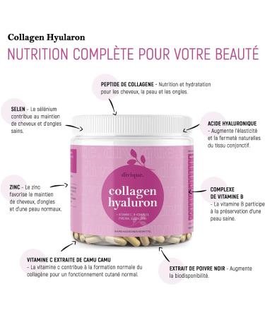 Divique Collagen and Hyaluronic Acid 270 Capsules - Multicollagen Type 1 2 3 5 10 - with Hyaluronic Acid Vitamin C Biotin and Selenium Zinc - Buy Online on GoSupps.com
