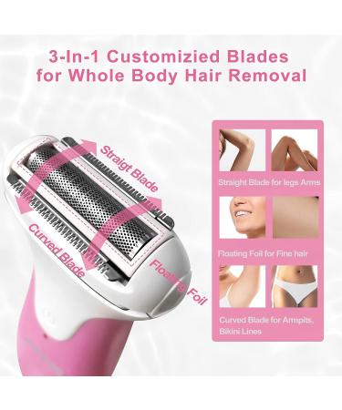 Kokoline Electric Razor for Women - Cordless Painless Body Hair Removal Shaver for Face, Underarms, Legs, and Bikini Area - Wet & Dry Shaver in Pink/Rose - Buy Online on GoSupps.com