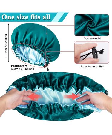 Kiiwah Satin Bonnet Set - 2 Piece Double Layer Sleeping Hood | Adjustable Silk Sleep Cap for Hair Protection - Black & Blue - Buy Online on GoSupps.com