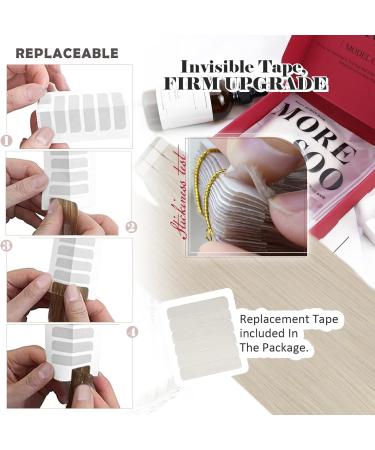 Moresoo Platinum Blonde Tape in Hair Extensions 14 Inch 20Pcs 30g #60 - Real Human Remy Hair, Thick and Seamless Tape in Extensions - Buy Online on GoSupps.com