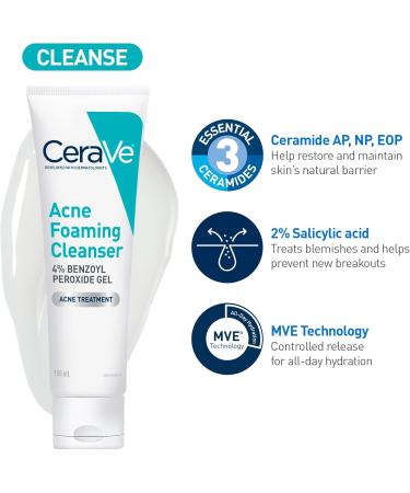 CeraVe 4% Benzoyl Peroxide Cleanser & Glycolic Acid Gel BUNDLE Acne Foaming Cleanser & Acne Control Gel Formulated with Salicylic Acid & Ceramides Suitable for Acne-Prone Skin Fragrance-Free - Buy Online on GoSupps.com