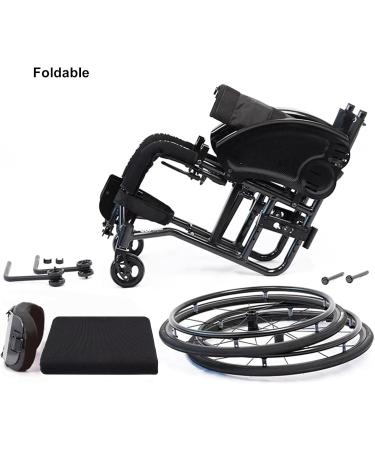 Folding All-Terrain Lightweight Sports Wheelchair Folding Transport Wheelchair Lightweight Foldable Wheelchair Portable Folding Wheelchairs Aluminum Alloy Wheelchair Anti-Tip Wheels(Size:42cm/16.5in C 42cm/16.5in Blue - Buy Online on GoSupps.com