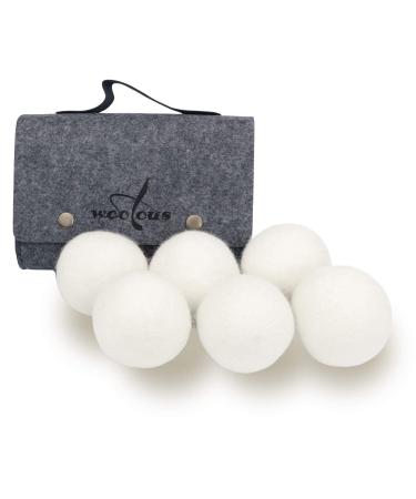 Woolous Wool Dryer Balls Premium New Zealand Pure Organic Non-Toxic Merino Reusable Reduce Wrinkles Saves Drying Time Felted Laundry Dryer Balls (2.75inch/set of 6)