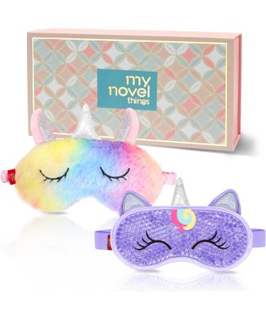 Cooling Eye Mask & Sleep Mask - Rainbow Unicorn Gift for Teens & Women | Cold Warm Compress for Dry Eyes | Plush Blindfold for Spa & Travel - Buy Online on GoSupps.com