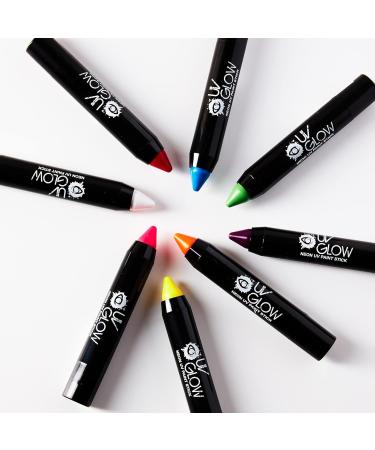 UV Glow Neon Face Paint Stick - Set of 8 | Genuine & Original | Glows Brightly Under UV Light - Buy Online on GoSupps.com