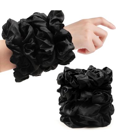 Black Scrunchies Hair Ties for Women - Big Satin Scrunchie Exra Large Jumbo Gaint Oversized Cute Scrunchy for Curl Thick Hair Ligas Para el Cabello De Mujer Decorations Hair Accessories - Buy Online on GoSupps.com