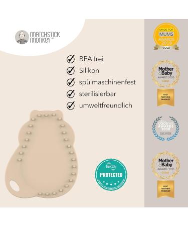Matchstick Monkey GIGI Giraffe Flat Face Teether - Antimicrobial Silicone BPA-Free Dental Aid for 3 Months+ - Orange Bite Ring - Buy Online on GoSupps.com