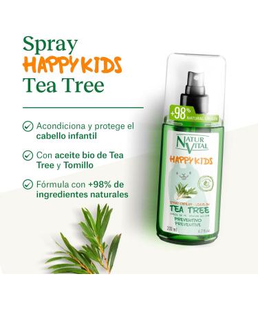  NaturVital NaturVital - Happy Kids Tea Tree Detangling Spray for children boys and girls with certified organic tea tree natural and hypoallergenic free of parabens colorants and silicones 200 ml - Buy Online on GoSupps.com