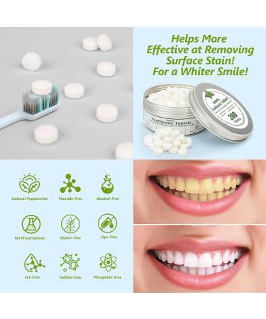 200 Pcs Toothpaste Tablets Nano Hydroxyapatite with Probiotics Reduce Sensitivity Fluoride & Plastic Free Eco Friendly & Travel Mouthwash Tablets - Buy Online on GoSupps.com
