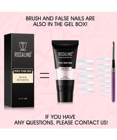 Rosalind Nail Extension Gel Kit - Pink Acrylic Gel 60ml UV/LED Polish Nail Brush & Tips for Easy Soft Pink Nail Extensions - Buy Online on GoSupps.com