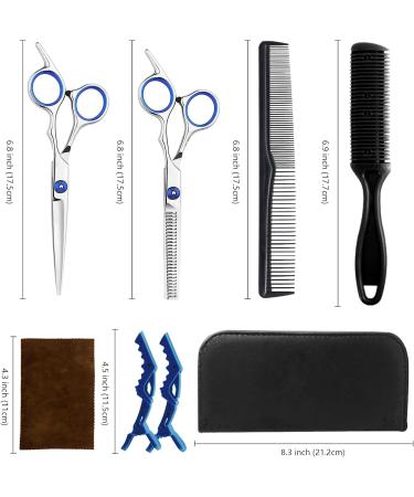 Hair Cutting Scissors Set Professional Haircut Scissors Kit Hair Beard Trimming Thinning Barber Scissors Set Hair Cutting Shears for Men Women Kids Adults Pets Home Salon Barber Cutting Kit Blue - Buy Online on GoSupps.com