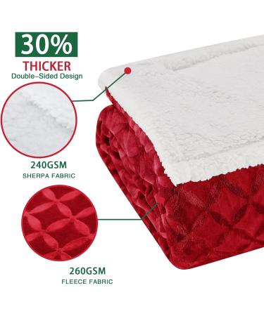 Red Sherpa Christmas Throw Blanket - Cozy Fluffy Reversible Flannel Fleece - 50x60 inches - Perfect for Couch, Sofa, Bed - Warm & Plush - Buy Online on GoSupps.com