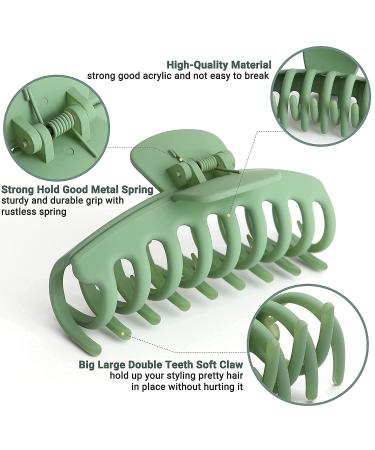 Large Nonslip Hair Claw Clips - Strong Hold Matte Hair Clamps for Women & Girls - 4.33inch 4 Pack in Black, Green, Pink, Burlywood - Buy Online on GoSupps.com