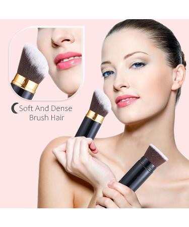 2 Piece Retractable Kabuki Brush Set for Makeup Application | Portable Angled Brushes with Cover for Foundation, Blush, Bronzer | Ideal for Travel | Suitable for Powder, Cream, and Liquid Cosmetics - Buy Online on GoSupps.com