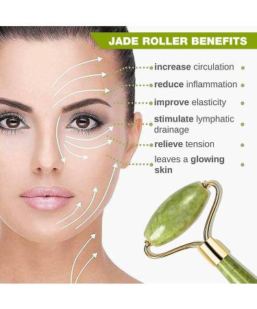 Jade Roller & Gua Sha Set - Facial Beauty Massager for Eyes Face Neck & Body | Premium Skin Care Tools - Buy Online on GoSupps.com