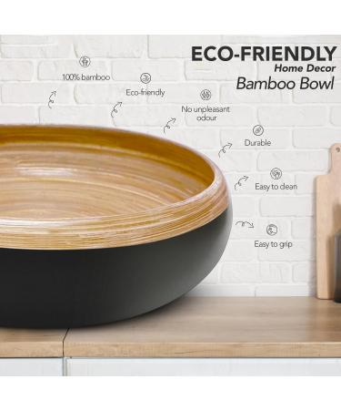 11.81" Spun Bamboo Fruit Bowl Bamboo Fruit Basket Fruit Bowl for Kitchen Counter Decorative Bowl Fruit Bowl Wooden Bowl Decorative Bamboo Bowl Bamboo Salad Bowl (Grey Pack of 2) (Black Pack of 1) - Buy Online on GoSupps.com