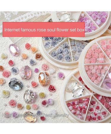 Rose Flowers Nail Round Pearls Nail Art 3D Flowers Nail Rhinestones Charm Nail Art Decor for Acrylic Nails Rose Flowers Nail Round Pearls Nail Art Nail Art Decorations - Buy Online on GoSupps.com