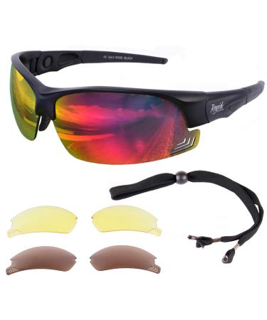 Rapid Eyewear Edge Schwarz Sport Sunglasses with polarized exchange glasses for men and women.Sports glasses with adjustable side arms.Tinted glasses UV protection 400
