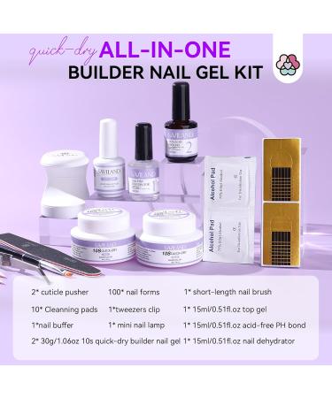 SAVILAND Quick-dry Builder Nail Gel Kit - Clear Pink Builder Nail Extension gel with Mini UV Light Top Gel Nail Dehydrator Non-acid PH Bond Primer and Nail Extension Application Tools for beginners - Buy Online on GoSupps.com