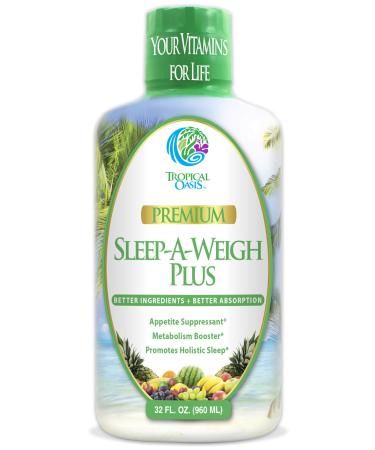 Sleep-A-Weigh Plus | Liquid Sleep Multimineral | Natural Sleep, Stress & Weight Loss Aid | w/Collagen, L-Carnitine, L-Lysine, Tonalin CLA, Apple Cider Vinegar, 5-HTP, Vitamins | Non-GMO | 32 Serv